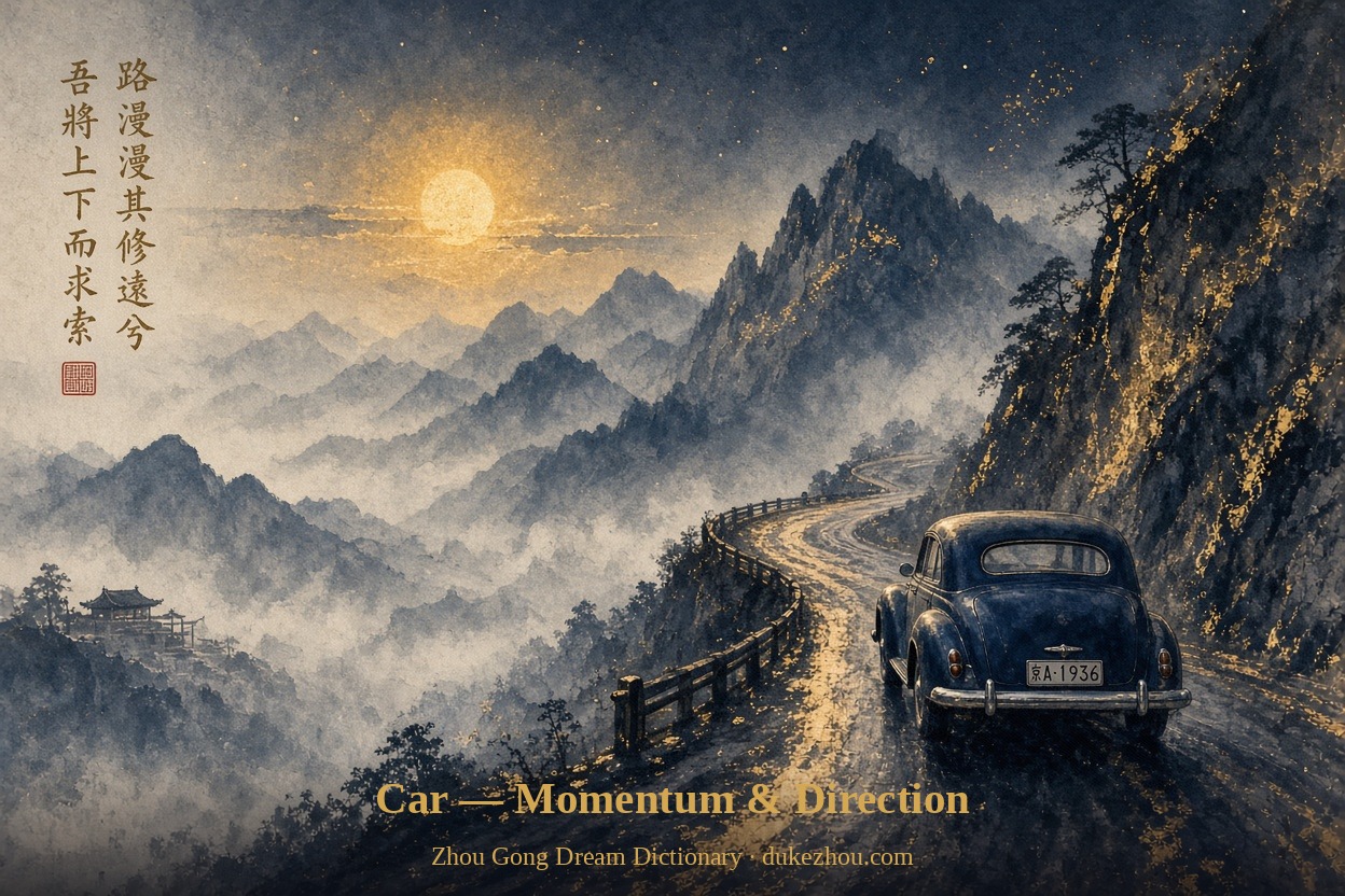 car dream meaning — Zhou Gong interpretation illustration