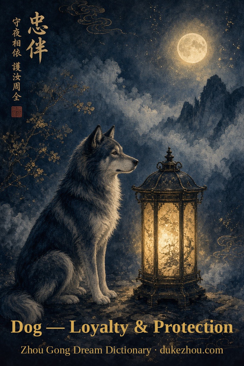 dog dream meaning — Zhou Gong interpretation illustration