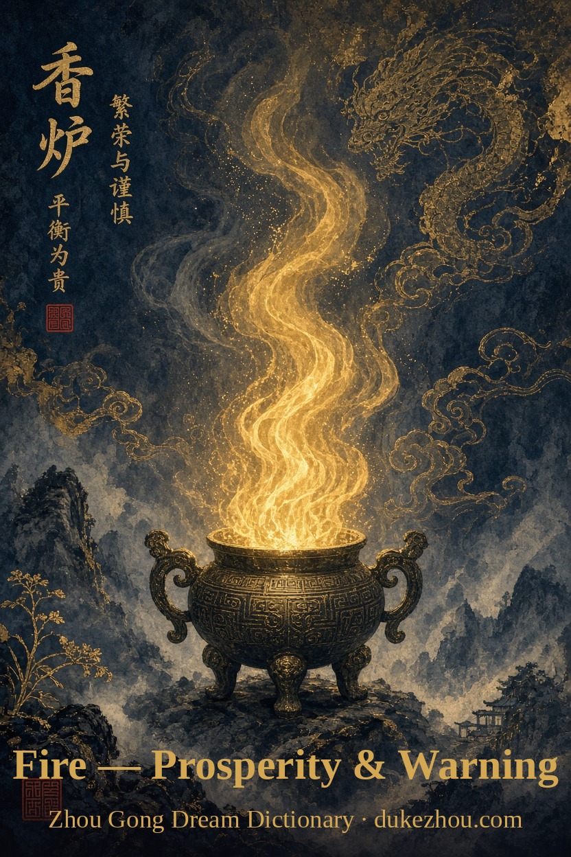 fire dream meaning — Zhou Gong interpretation illustration
