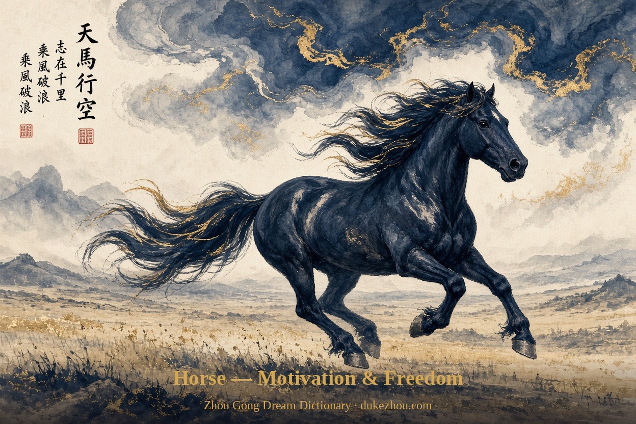 horse dream meaning — Zhou Gong interpretation illustration
