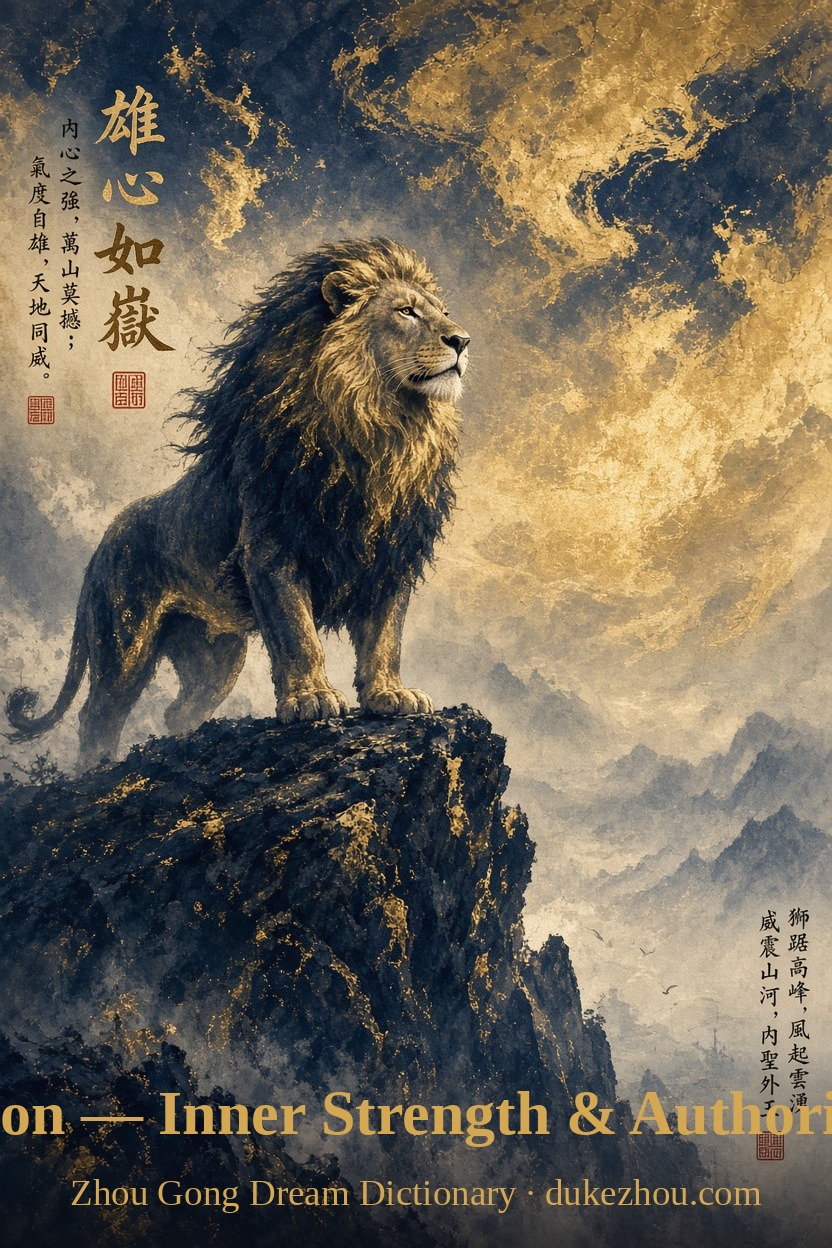 lion dream meaning — Zhou Gong interpretation illustration