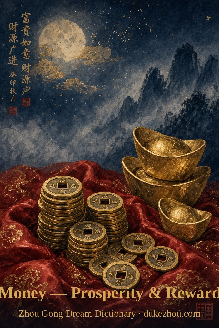 money dream meaning — Zhou Gong interpretation illustration