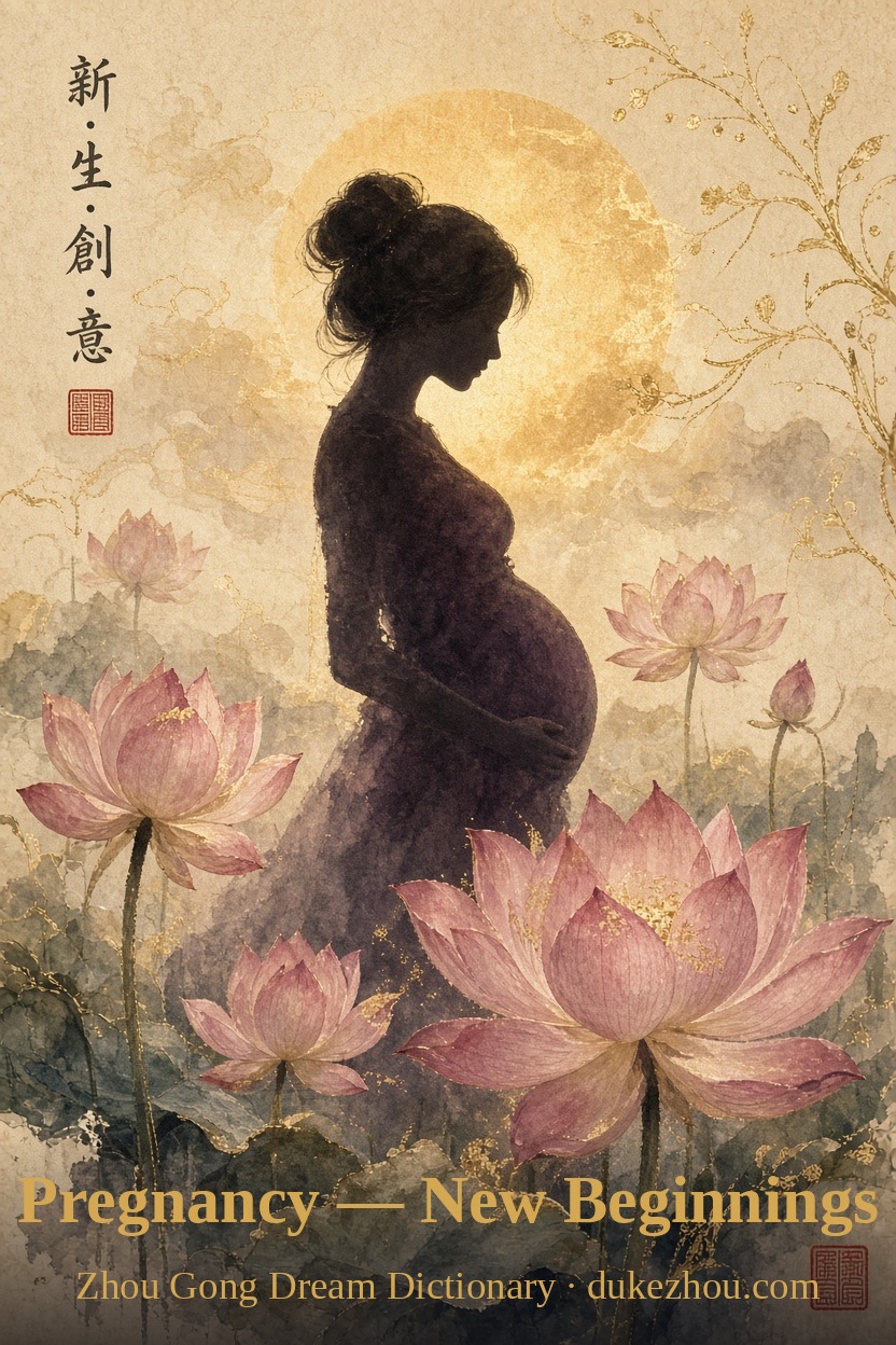 pregnancy dream meaning — Zhou Gong interpretation illustration