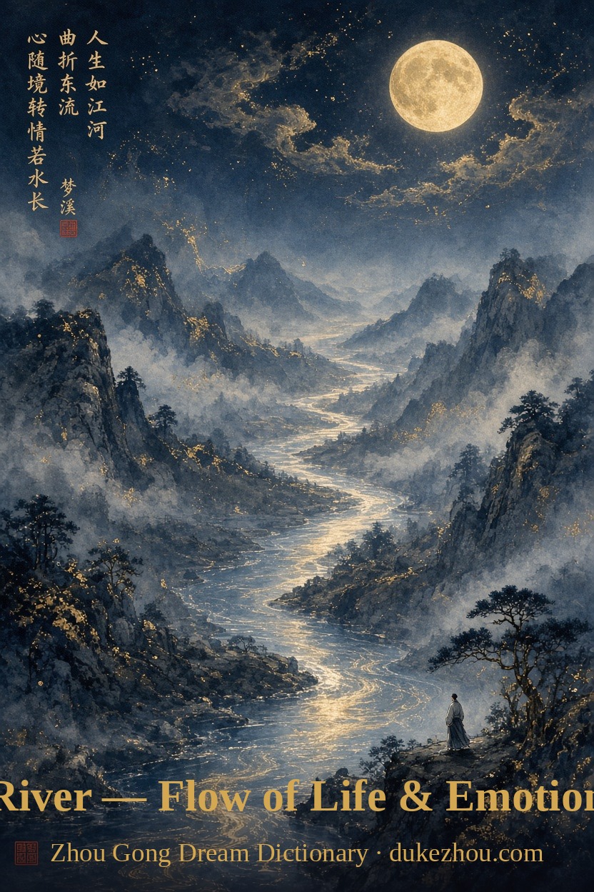 river dream meaning — Zhou Gong interpretation illustration