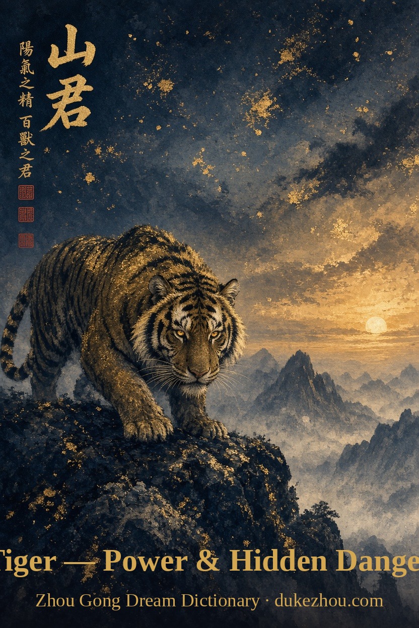 tiger dream meaning — Zhou Gong interpretation illustration