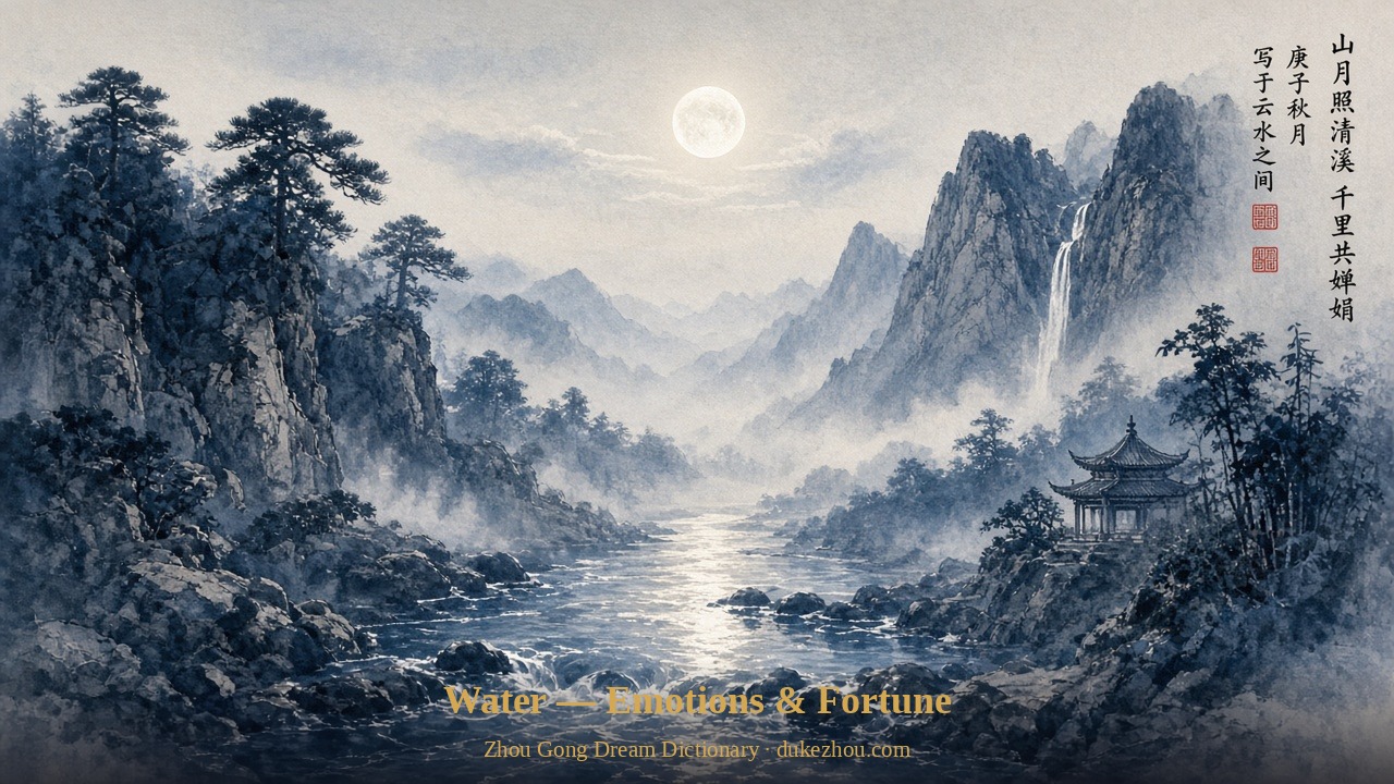 water dream meaning — Zhou Gong interpretation illustration